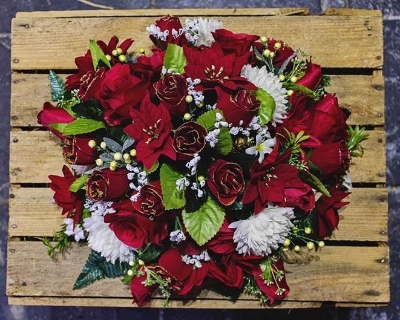 Red Artificial Grave Posy