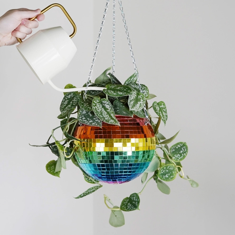 Rainbow Disco Ball Planter