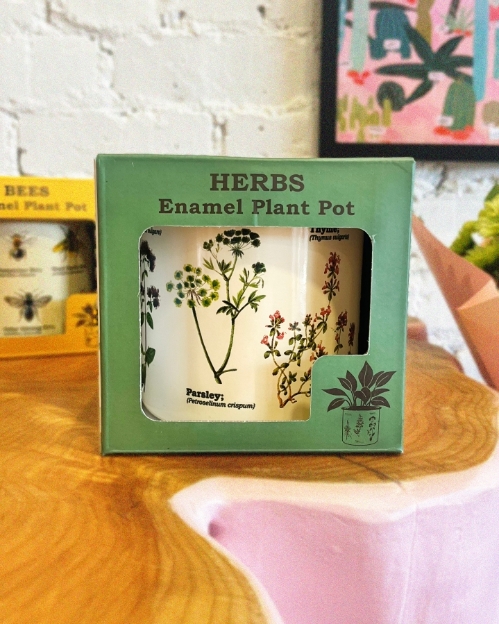 Herbs Enamel Plant Pot