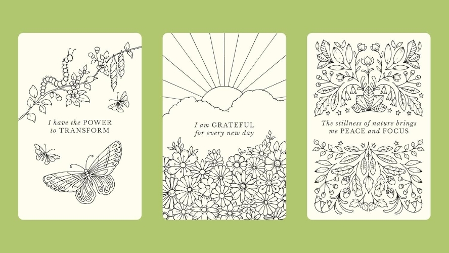 Notes from Nature: 30 Affirmation Cards to Colour