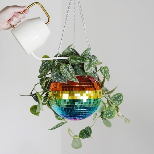 Rainbow Disco Ball Planter